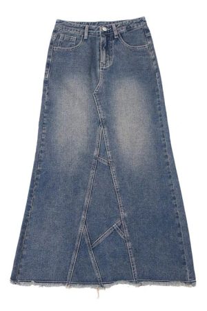 Casual Day Outfits, Easy Trendy Outfits Teen Craft Denim Long Skirt