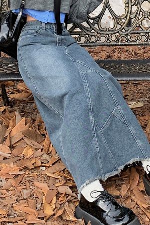 Casual Day Outfits, Easy Trendy Outfits Teen Craft Denim Long Skirt