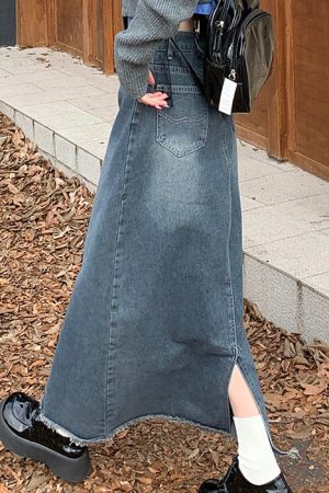 Casual Day Outfits, Easy Trendy Outfits Teen Craft Denim Long Skirt