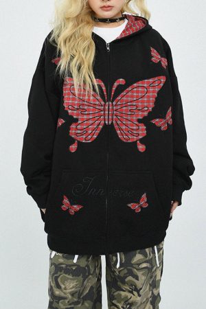 Casual Day Outfits, Easy Trendy Outfits Teen Spirit Grunge Butterfly Hoodie