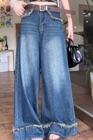 Casual Day Outfits, Easy Trendy Outfits Teenage Drama Wide-Leg Jeans