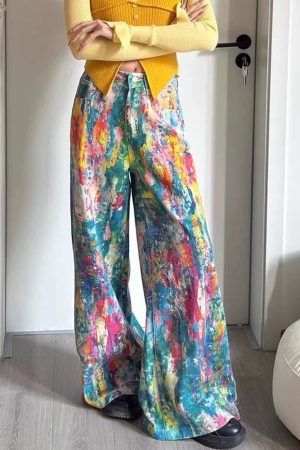 Casual Day Outfits, Easy Trendy Outfits Tie-Dye Wide-Leg Jeans