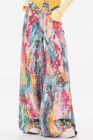 Casual Day Outfits, Easy Trendy Outfits Tie-Dye Wide-Leg Jeans