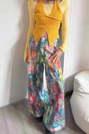 Casual Day Outfits, Easy Trendy Outfits Tie-Dye Wide-Leg Jeans