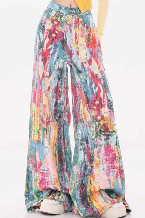 Casual Day Outfits, Easy Trendy Outfits Tie-Dye Wide-Leg Jeans