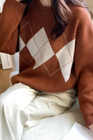 Casual Day Outfits, Easy Trendy Outfits Too Well Brown Argyle Sweater