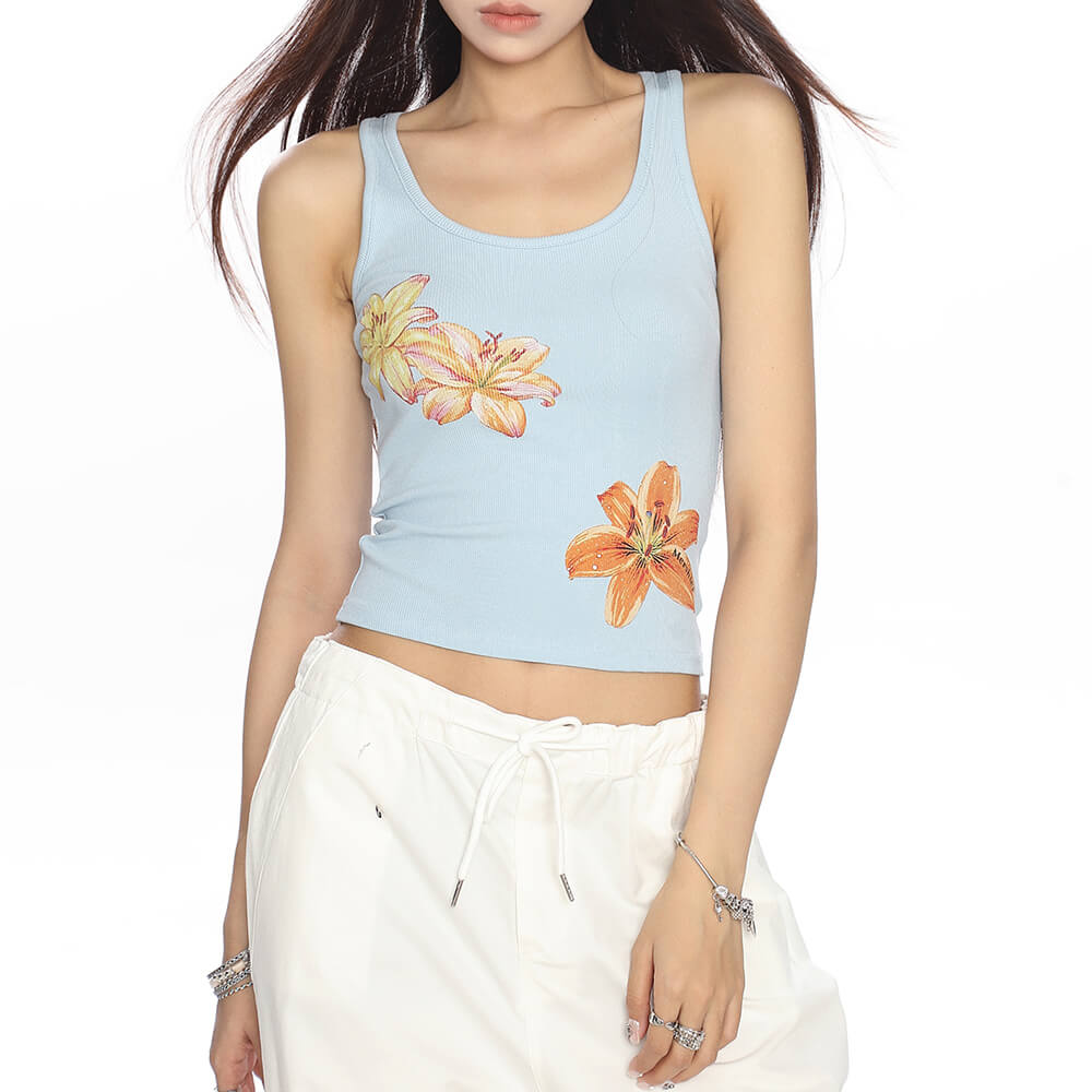 Casual Day Outfits, Easy Trendy Outfits Tropical Flowers Coconut Girl Aesthetic Tank Casual Day Outfits, Easy Trendy Outfits Tropical Flowers Coconut Girl Aesthetic Tank
