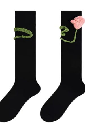 Casual Day Outfits, Easy Trendy Outfits Tulip Black Knee Socks