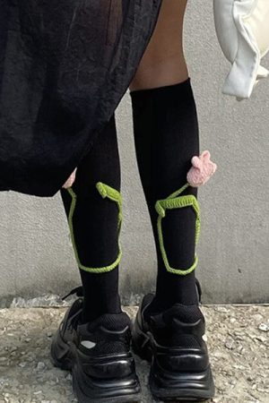 Casual Day Outfits, Easy Trendy Outfits Tulip Black Knee Socks