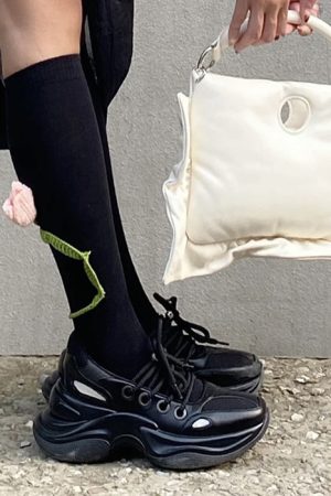 Casual Day Outfits, Easy Trendy Outfits Tulip Black Knee Socks