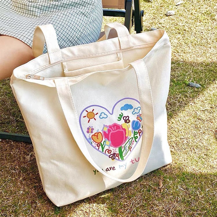 Casual Day Outfits, Easy Trendy Outfits Tulip Embroidery Aesthetic Tote Bag Casual Day Outfits, Easy Trendy Outfits Tulip Embroidery Aesthetic Tote Bag