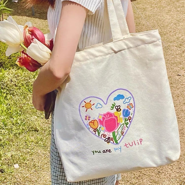 Casual Day Outfits, Easy Trendy Outfits Tulip Embroidery Aesthetic Tote Bag Casual Day Outfits, Easy Trendy Outfits Tulip Embroidery Aesthetic Tote Bag