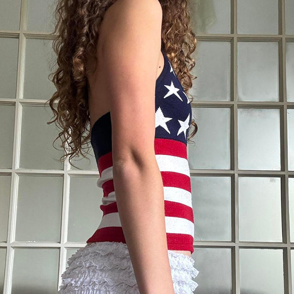 Casual Day Outfits, Easy Trendy Outfits USA Stars & Stripes Halter Top Casual Day Outfits, Easy Trendy Outfits USA Stars & Stripes Halter Top