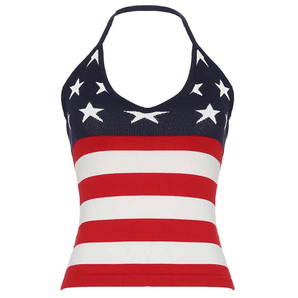 Casual Day Outfits, Easy Trendy Outfits USA Stars & Stripes Halter Top Casual Day Outfits, Easy Trendy Outfits USA Stars & Stripes Halter Top