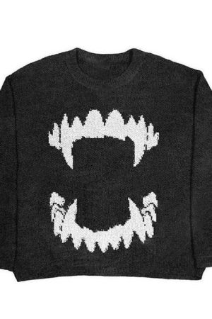 Casual Day Outfits, Easy Trendy Outfits Vampire Teeth Oversized Sweater