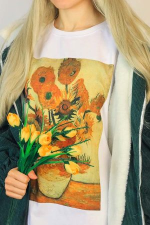 Casual Day Outfits, Easy Trendy Outfits Van Gogh Sunflowers Tee