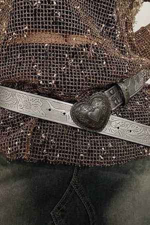 Casual Day Outfits, Easy Trendy Outfits Vintage Aesthetic Heart Buckle Belt