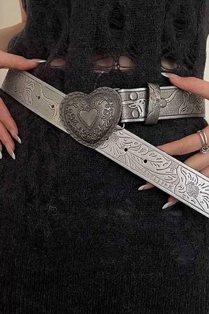 Casual Day Outfits, Easy Trendy Outfits Vintage Aesthetic Heart Buckle Belt