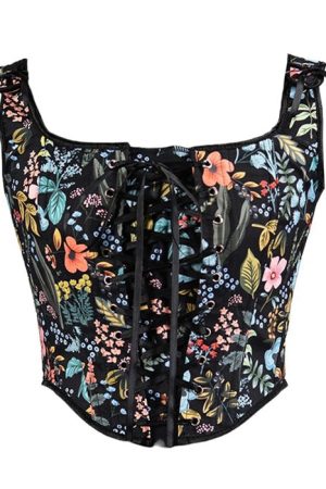 Casual Day Outfits, Easy Trendy Outfits Vintage Floral Print Corset