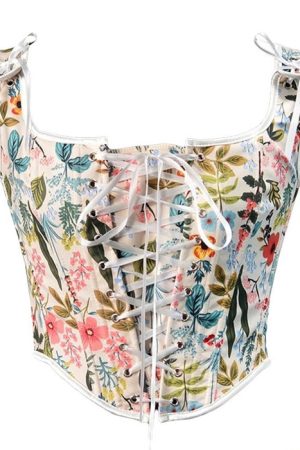 Casual Day Outfits, Easy Trendy Outfits Vintage Floral Print Corset
