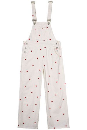 Casual Day Outfits, Easy Trendy Outfits Vintage Red Hearts Jumpsuit