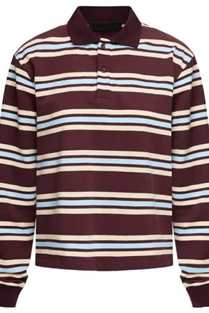 Casual Day Outfits, Easy Trendy Outfits Vintage Stripe Rugby Polo