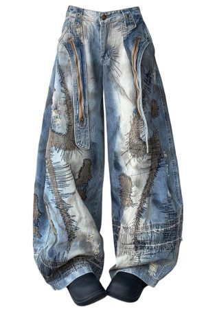 Casual Day Outfits, Easy Trendy Outfits Vintage-Style Oversized Sketch Jeans