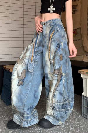 Casual Day Outfits, Easy Trendy Outfits Vintage-Style Oversized Sketch Jeans
