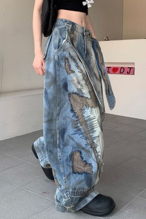 Casual Day Outfits, Easy Trendy Outfits Vintage-Style Oversized Sketch Jeans