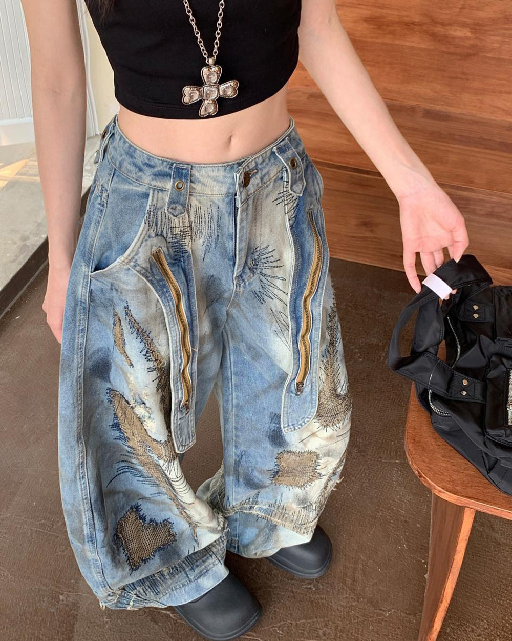 Casual Day Outfits, Easy Trendy Outfits Vintage-Style Oversized Sketch Jeans Casual Day Outfits, Easy Trendy Outfits Vintage-Style Oversized Sketch Jeans