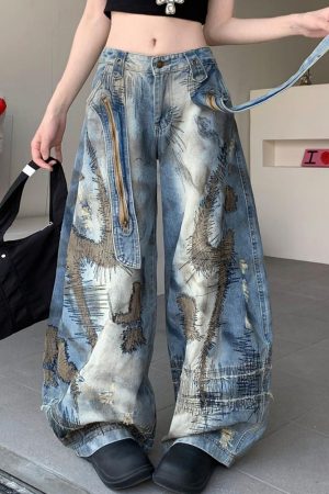 Casual Day Outfits, Easy Trendy Outfits Vintage-Style Oversized Sketch Jeans