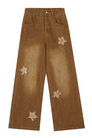 Casual Day Outfits, Easy Trendy Outfits Vintage Style Star Patch Jeans