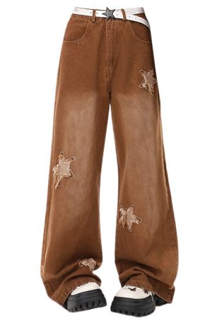 Casual Day Outfits, Easy Trendy Outfits Vintage Style Star Patch Jeans