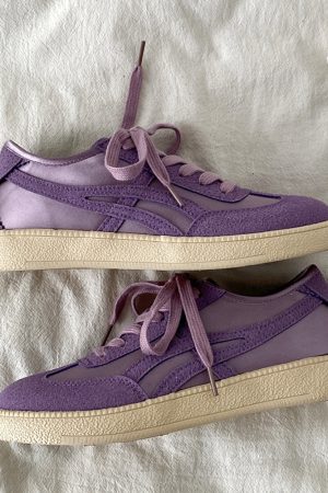 Casual Day Outfits, Easy Trendy Outfits Violet Suede Retro Sneakers