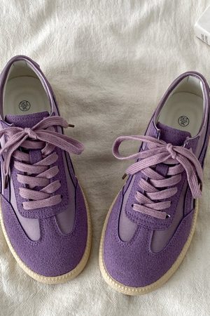 Casual Day Outfits, Easy Trendy Outfits Violet Suede Retro Sneakers