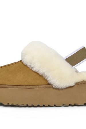 Casual Day Outfits, Easy Trendy Outfits Warm Sheepskin Platform Slippers