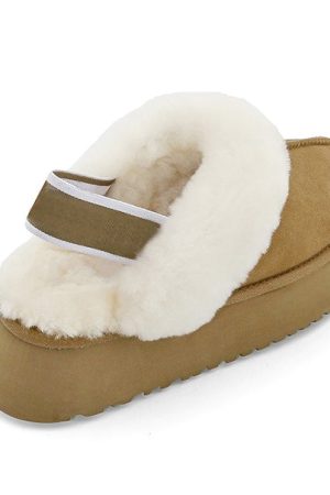 Casual Day Outfits, Easy Trendy Outfits Warm Sheepskin Platform Slippers
