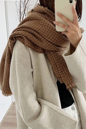 Casual Day Outfits, Easy Trendy Outfits Warm Vibes Plaid Scarf