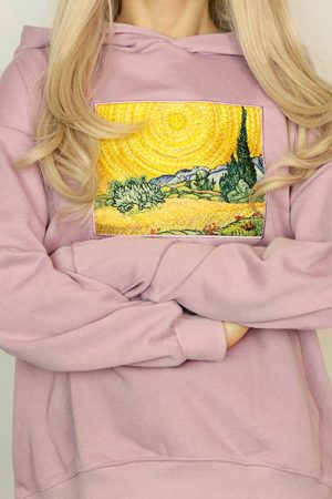 Casual Day Outfits, Easy Trendy Outfits Wheat Field with Cypresses Hoodie