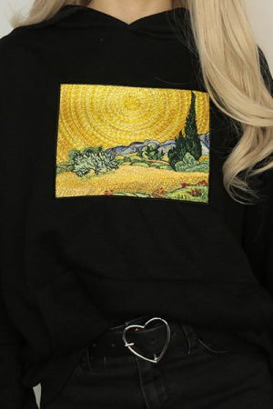 Casual Day Outfits, Easy Trendy Outfits Wheat Field with Cypresses Hoodie