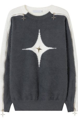 Casual Day Outfits, Easy Trendy Outfits White Star Open-Shoulder Sweater