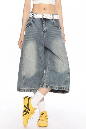 Casual Day Outfits, Easy Trendy Outfits Wide Leg Vintage Wash Culotte Jeans
