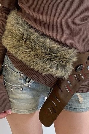 Casual Day Outfits, Easy Trendy Outfits Wild West Fur Statement Belt
