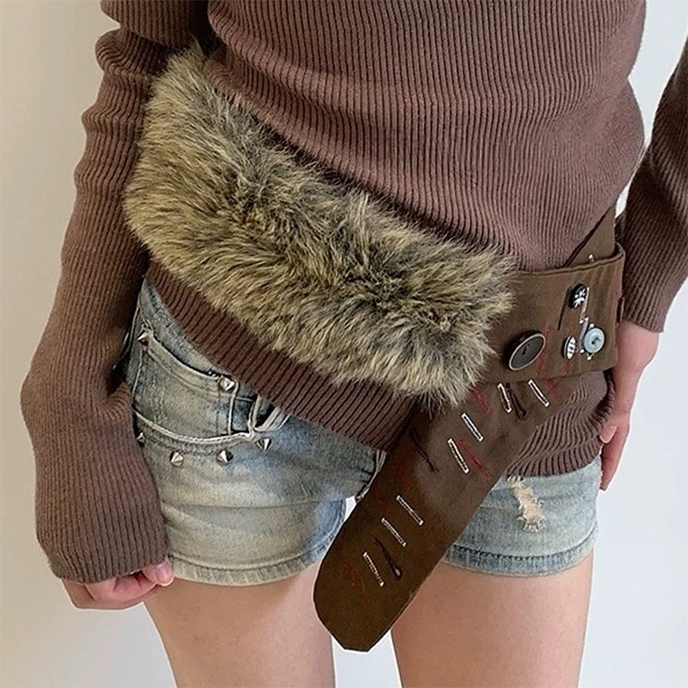 Casual Day Outfits, Easy Trendy Outfits Wild West Fur Statement Belt Casual Day Outfits, Easy Trendy Outfits Wild West Fur Statement Belt