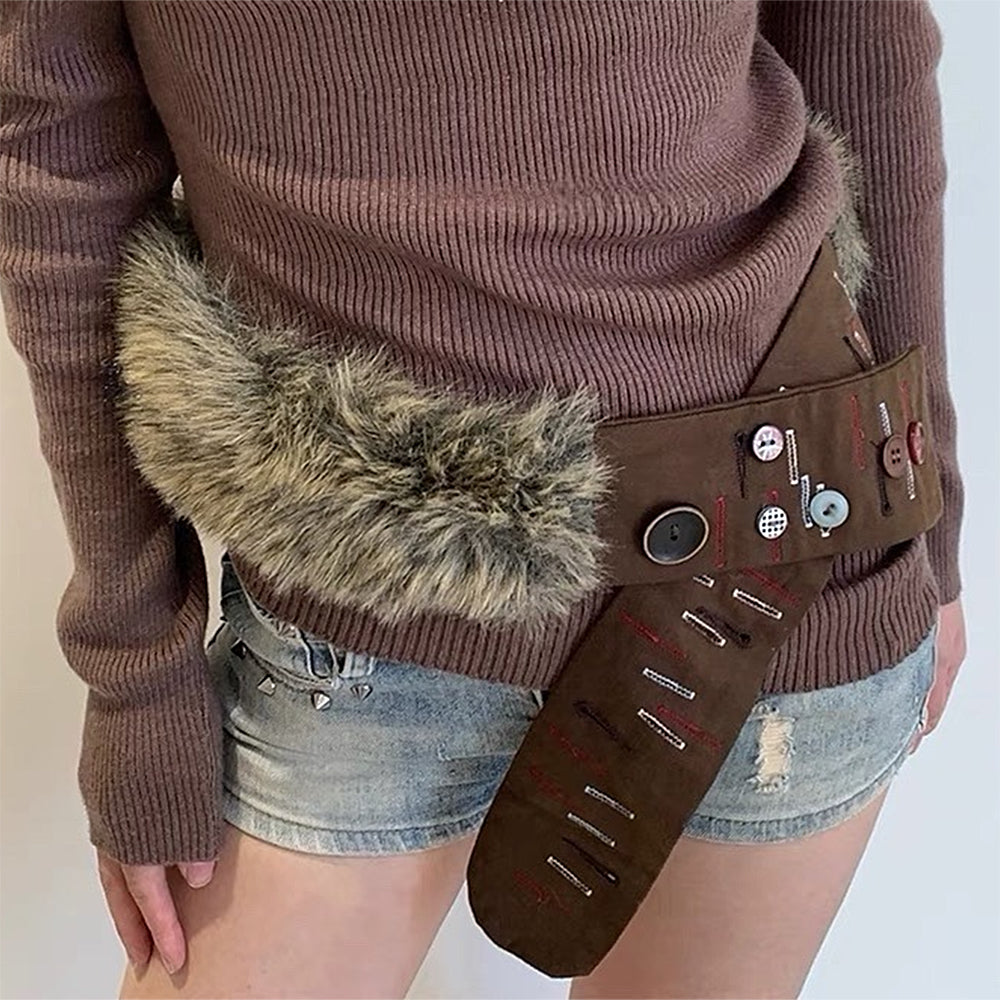 Casual Day Outfits, Easy Trendy Outfits Wild West Fur Statement Belt Casual Day Outfits, Easy Trendy Outfits Wild West Fur Statement Belt