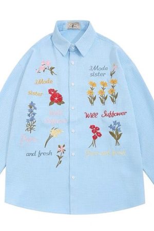 Casual Day Outfits, Easy Trendy Outfits Wildflowers Embroidery Shirt