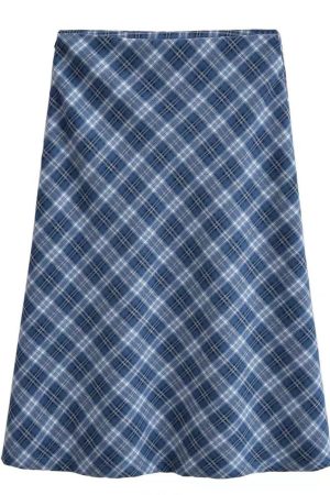 Casual Day Outfits, Easy Trendy Outfits Worry Less Blue Plaid Midi Skirt