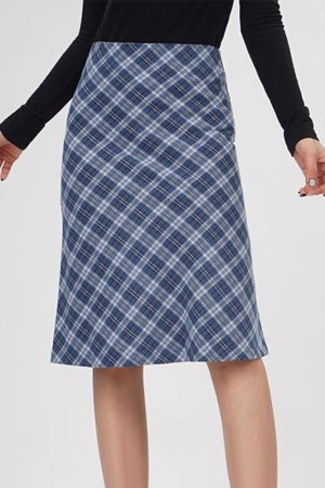 Casual Day Outfits, Easy Trendy Outfits Worry Less Blue Plaid Midi Skirt