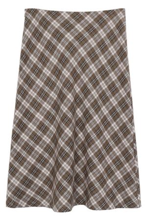 Casual Day Outfits, Easy Trendy Outfits Worry Less Brown Plaid Midi Skirt