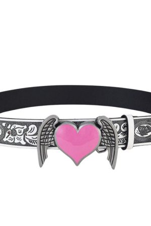 Casual Day Outfits, Easy Trendy Outfits Y2K Aesthetic Angel Wings Heart Belt